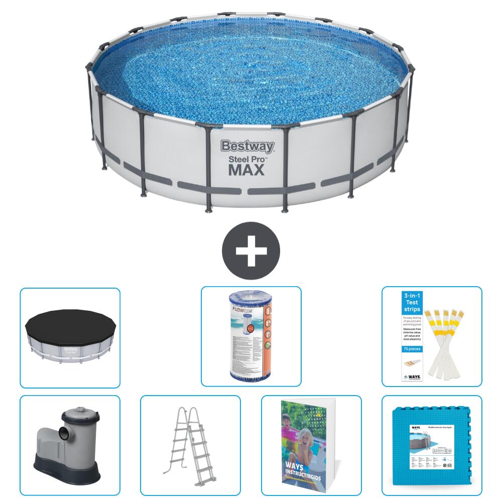 BESTWAY Basen Steel Pro MAX Okrągły - 488x122 cm - 8-częściowy S602