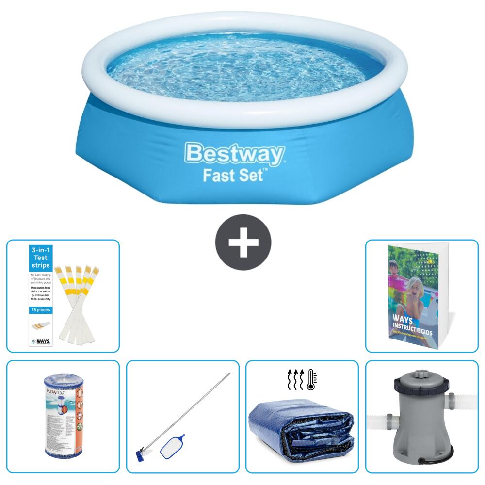 BESTWAY Basen Fast Set Okrągły - 244x61 cm - 7-częściowy S20