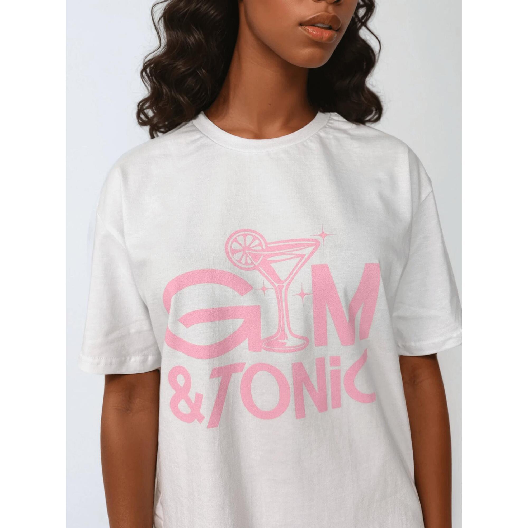Biały T-shirt Damski - Gym & Tonic BeShaped