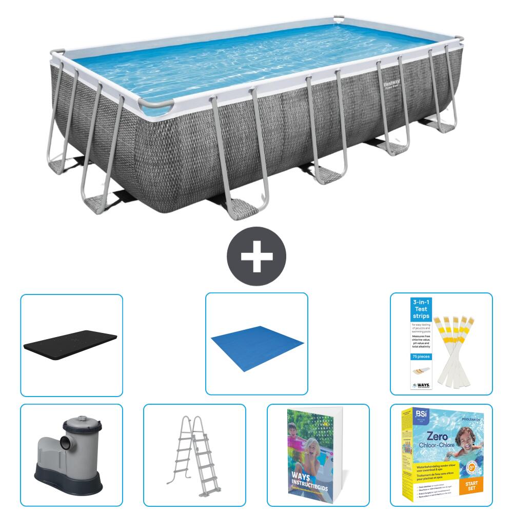 BESTWAY Basen Power Steel Prostokątny - 549x274x122 cm - 8-częściowy S546