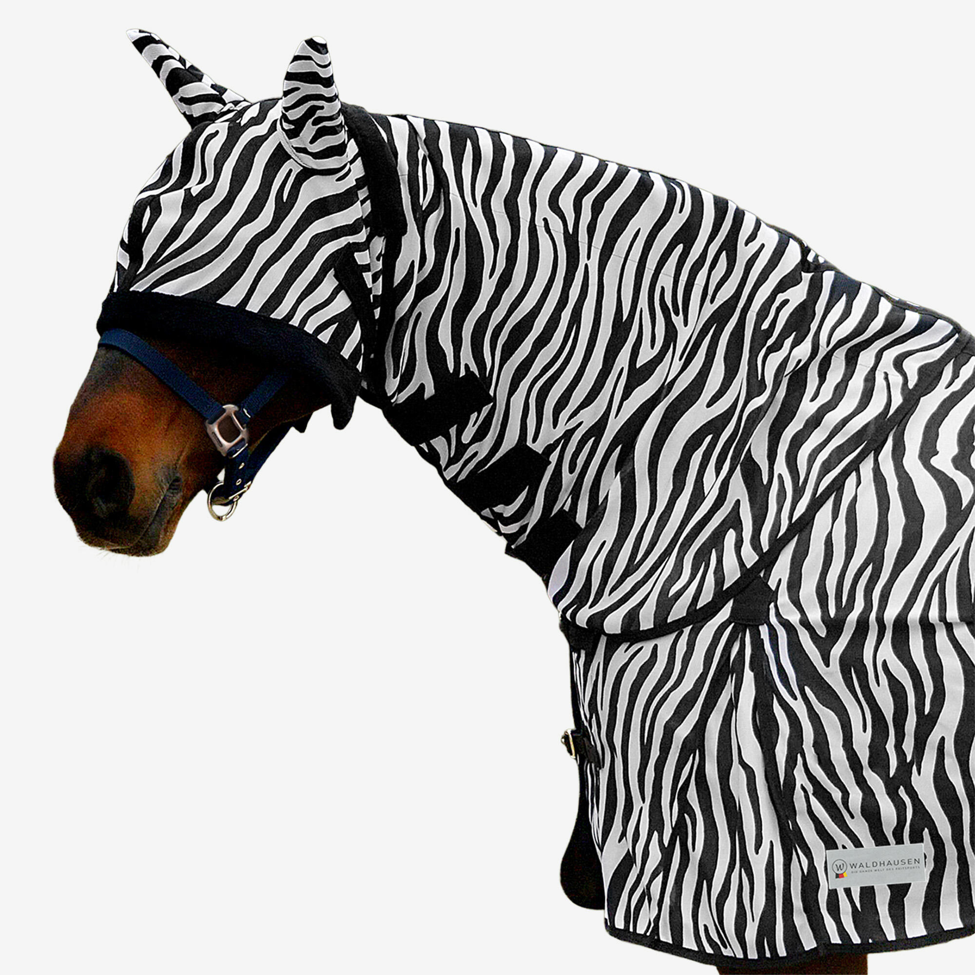 Kołnierz przeciw owadom dla koni i kuców - wzór zebra
