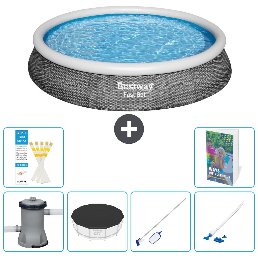 BESTWAY Basen Fast Set Okrągły - 396x84 cm - 7-częściowy S257