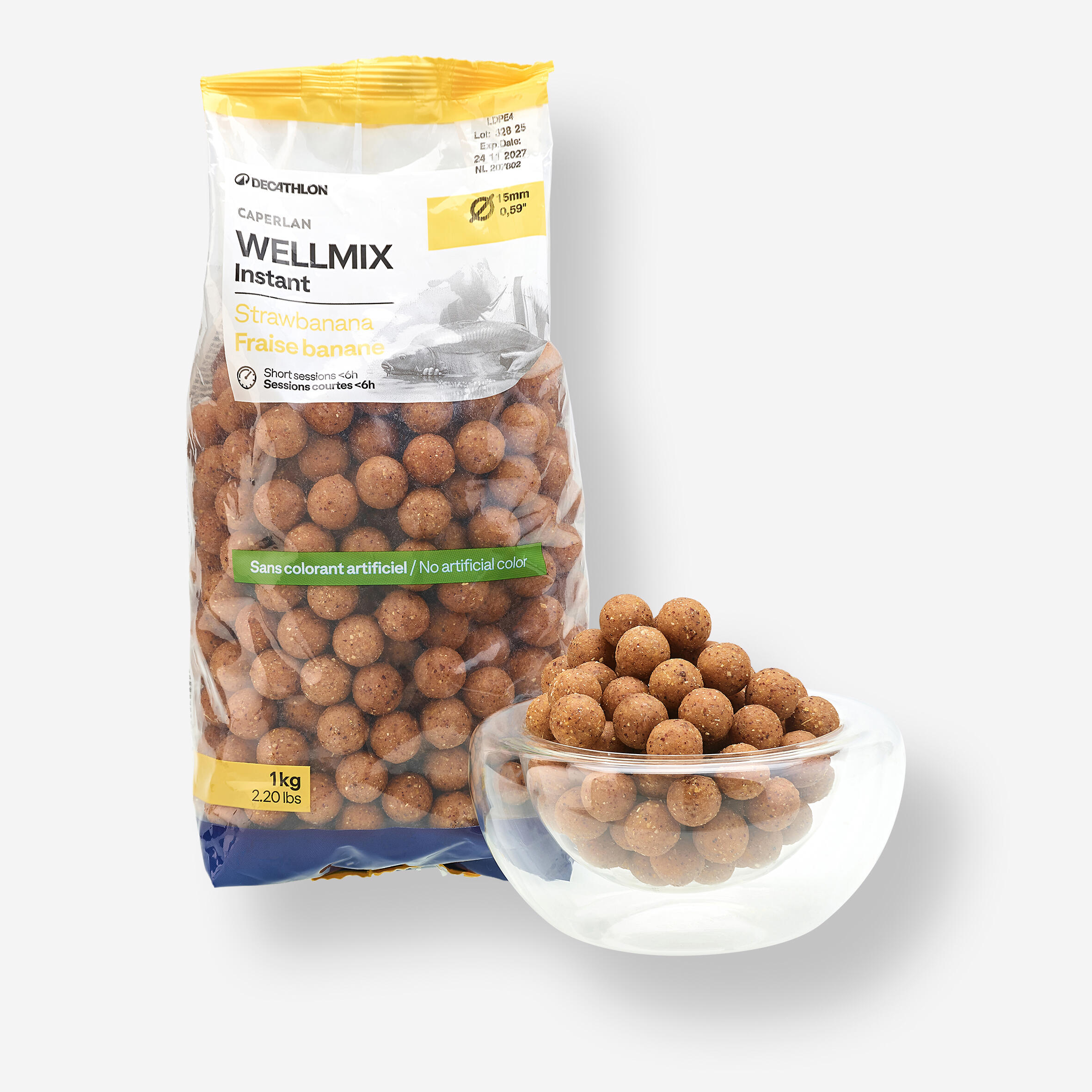 Kulki proteinowe Caperlan Wellmix Instant 15 mm 1 kg strawbanana