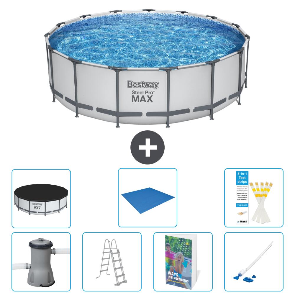 BESTWAY Basen Steel Pro MAX Okrągły - 488x122 cm - 8-częściowy S616