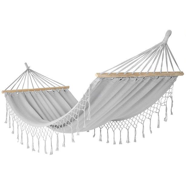 Hamak ogrodowy Enero Camp 2-osobowy 200X150CM z drążkiem i frędzlami