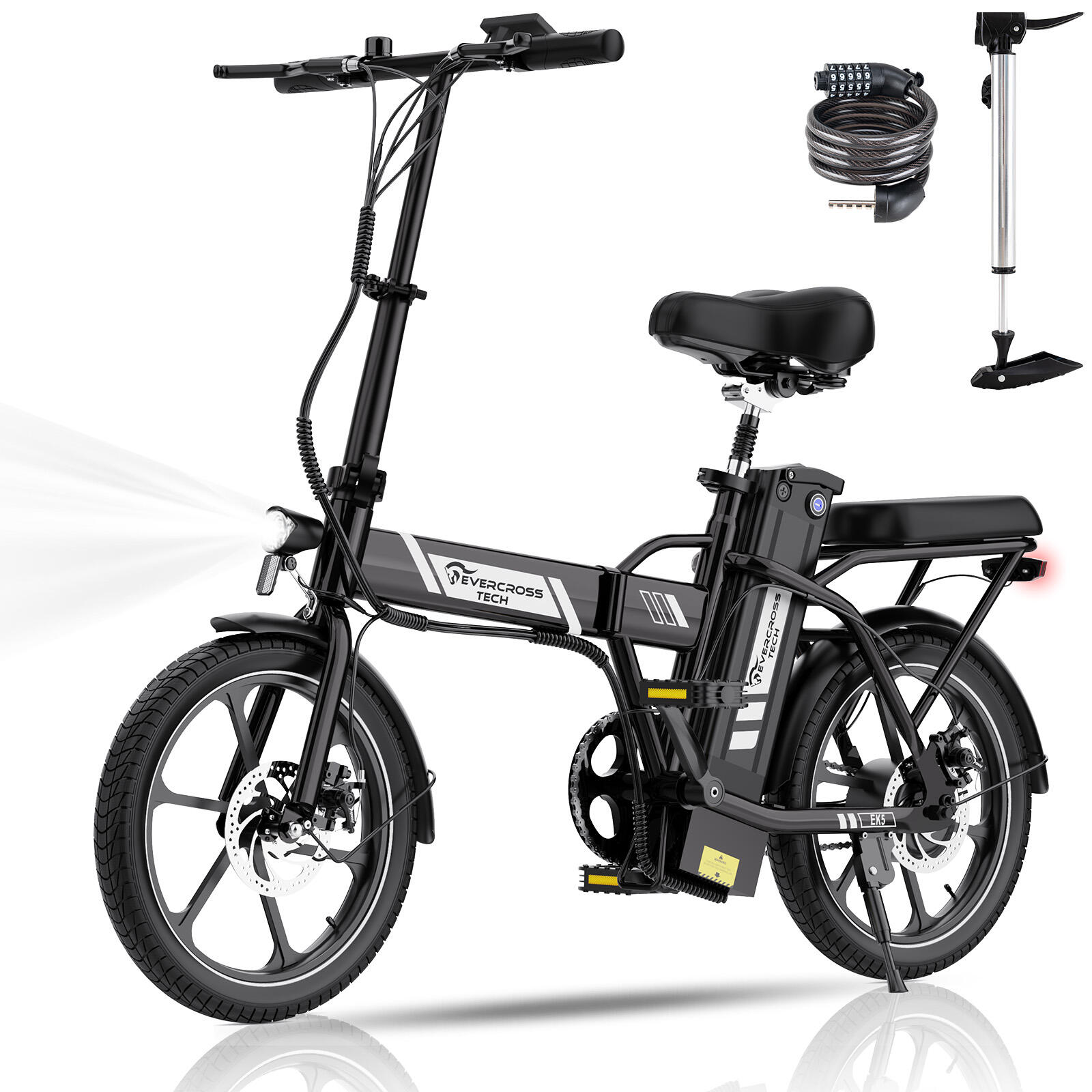 Rower elektryczny składany 16 250W 13Ah 25 km/h EK5 miejski kompakt
