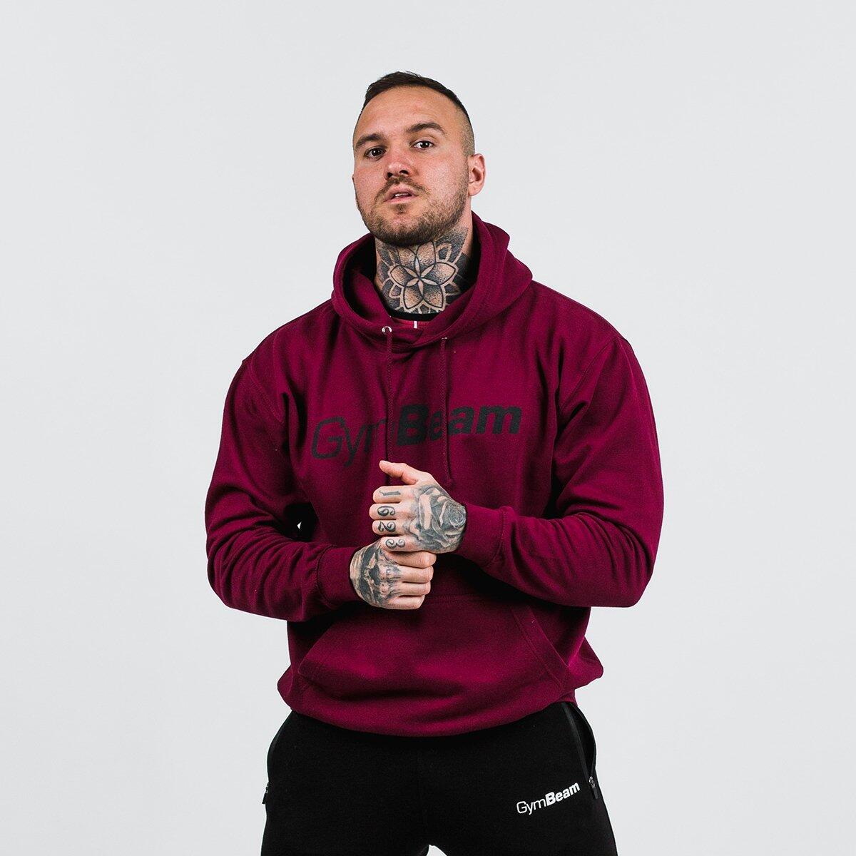 Bluza męska fitness z kapturem bordowa PRO Hoodie