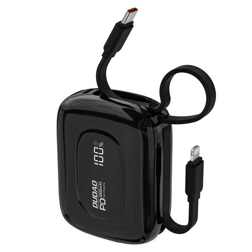 Zewnętrzna bateria Dudao K32 10000 mAh, USB-C/Lightning - czarna.