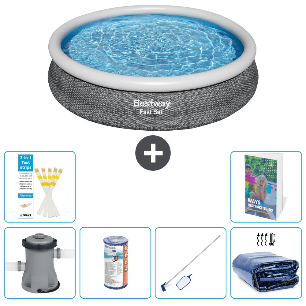 BESTWAY Basen Fast Set Okrągły - 366x76 cm - 7-częściowy S194