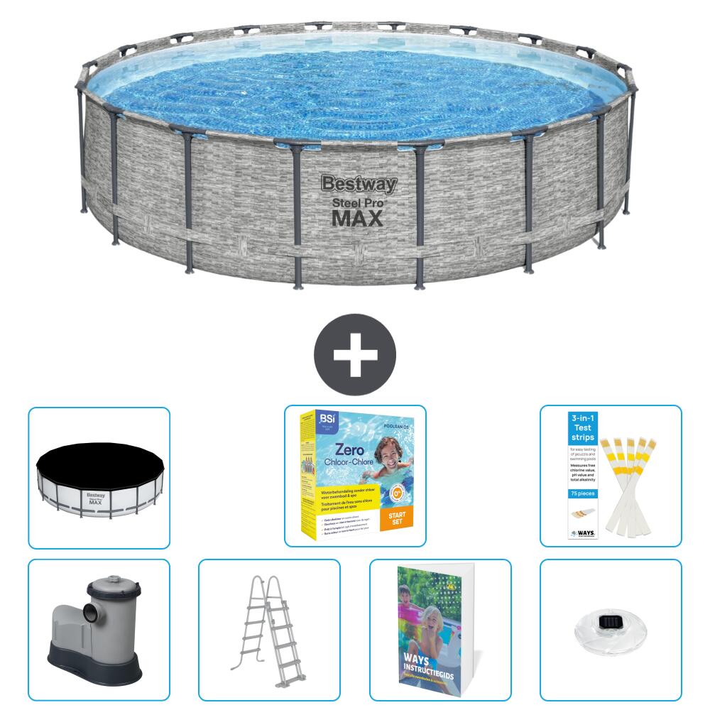 BESTWAY Basen Steel Pro MAX Okrągły - 549x122 cm - 8-częściowy S526