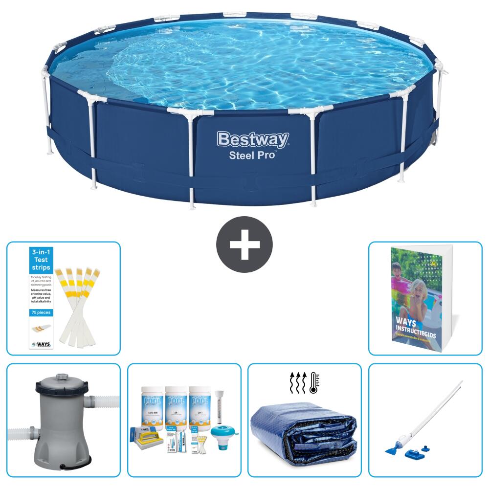 BESTWAY Basen Steel Pro Okrągły - 396x84 cm - 7-częściowy S310