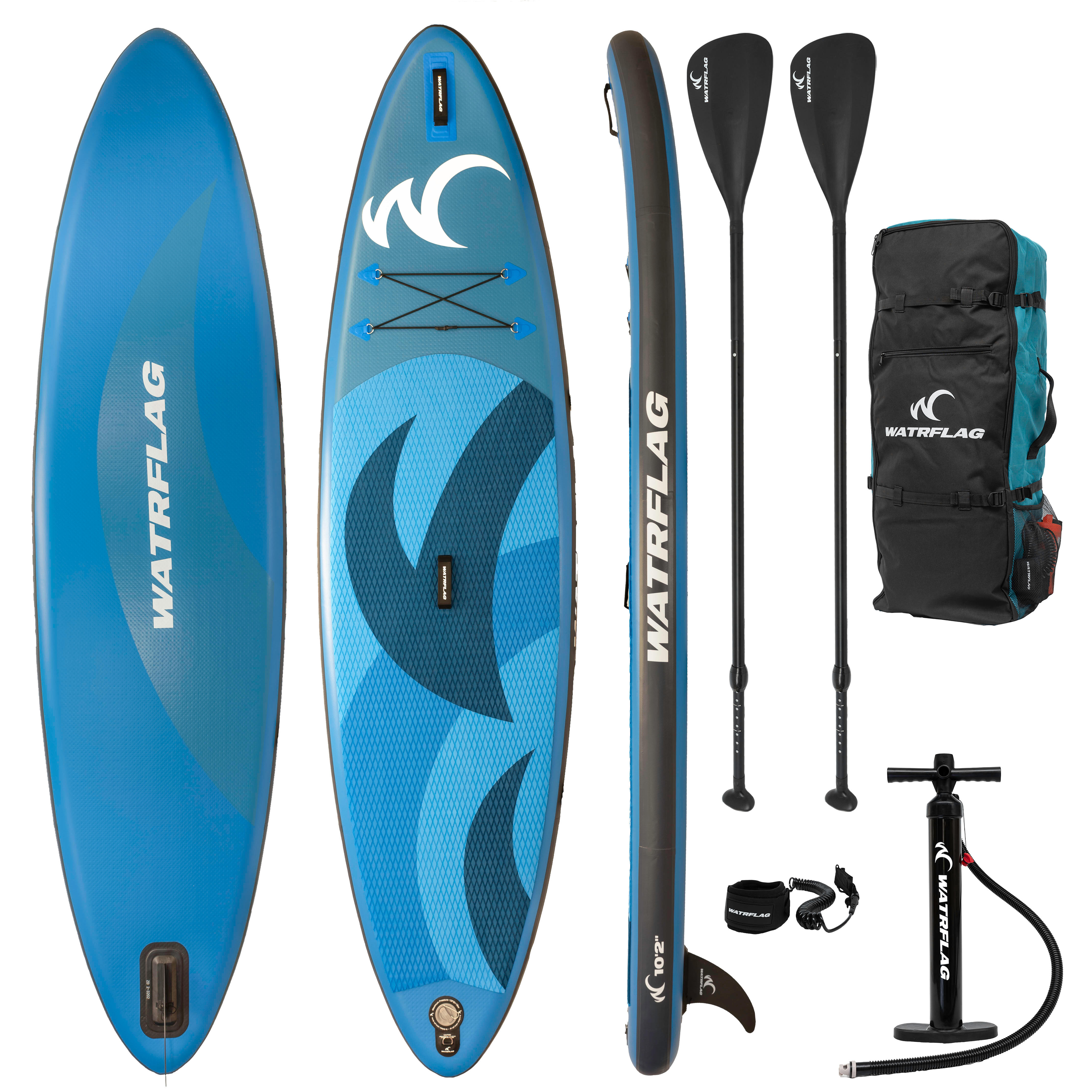 Premium SUP Board - WATRFLAG Flow Blue 10'2 - Set - ALLROUND + EXTRA Paddle