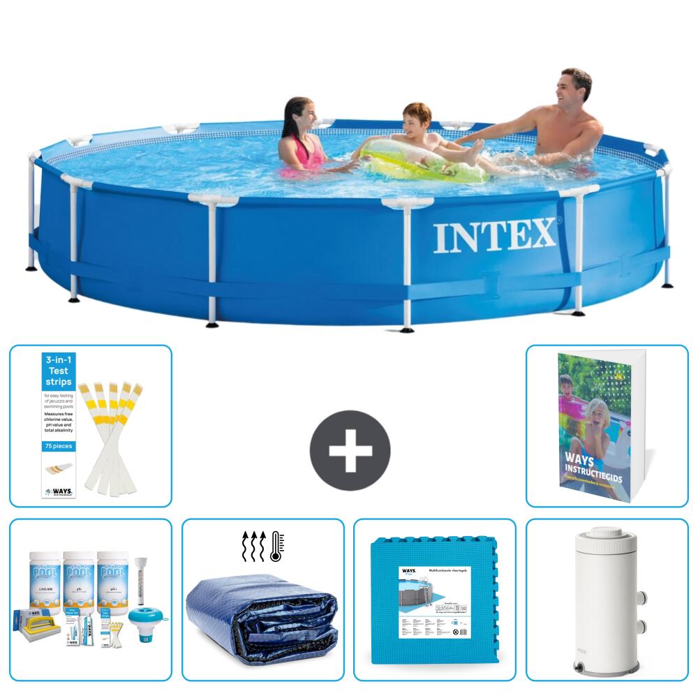INTEX Basen ze stelażem Okrągły - 366x76 cm - 7-częściowy S14