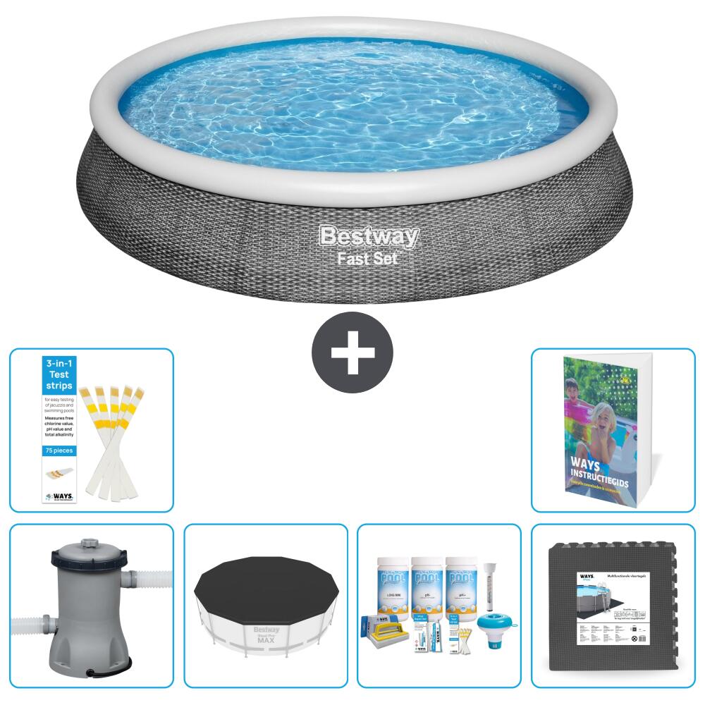 BESTWAY Basen Fast Set Okrągły - 396x84 cm - 7-częściowy S238