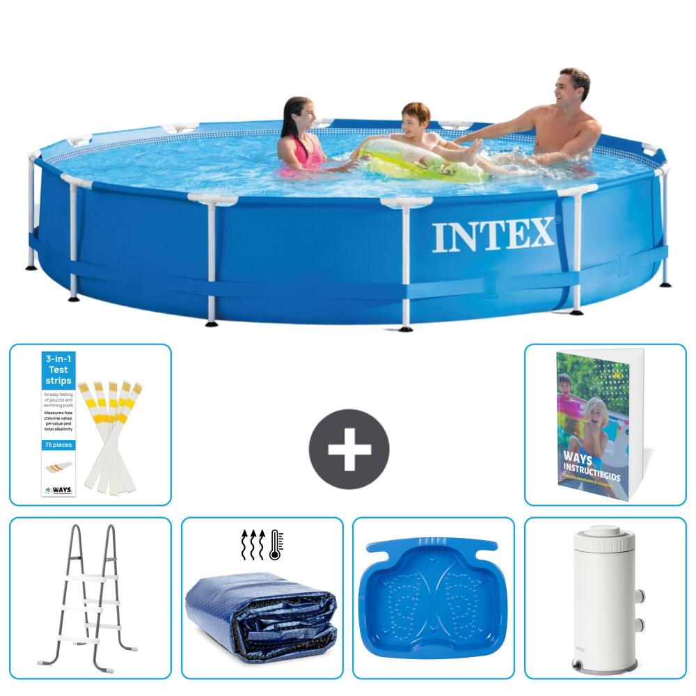 INTEX Basen ze stelażem Okrągły - 366x76 cm - 7-częściowy S144