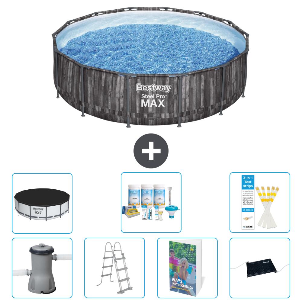 BESTWAY Basen Steel Pro MAX Okrągły - 427x107 cm - 8-częściowy S632