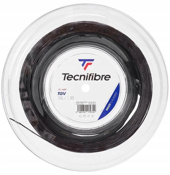 Naciąg tenisowy czarny Tecnifibre TGV (200 m) Szpula