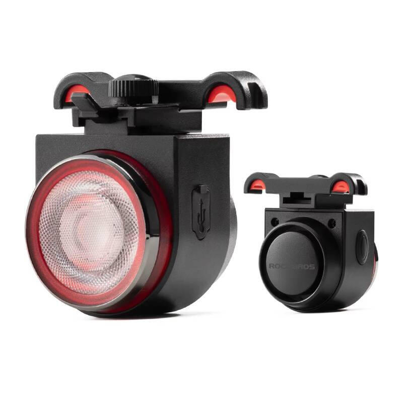 Lampka tylna rowerowa LED z alarmem i klaksonem antykradzieżowa Rockbros A8 PRO