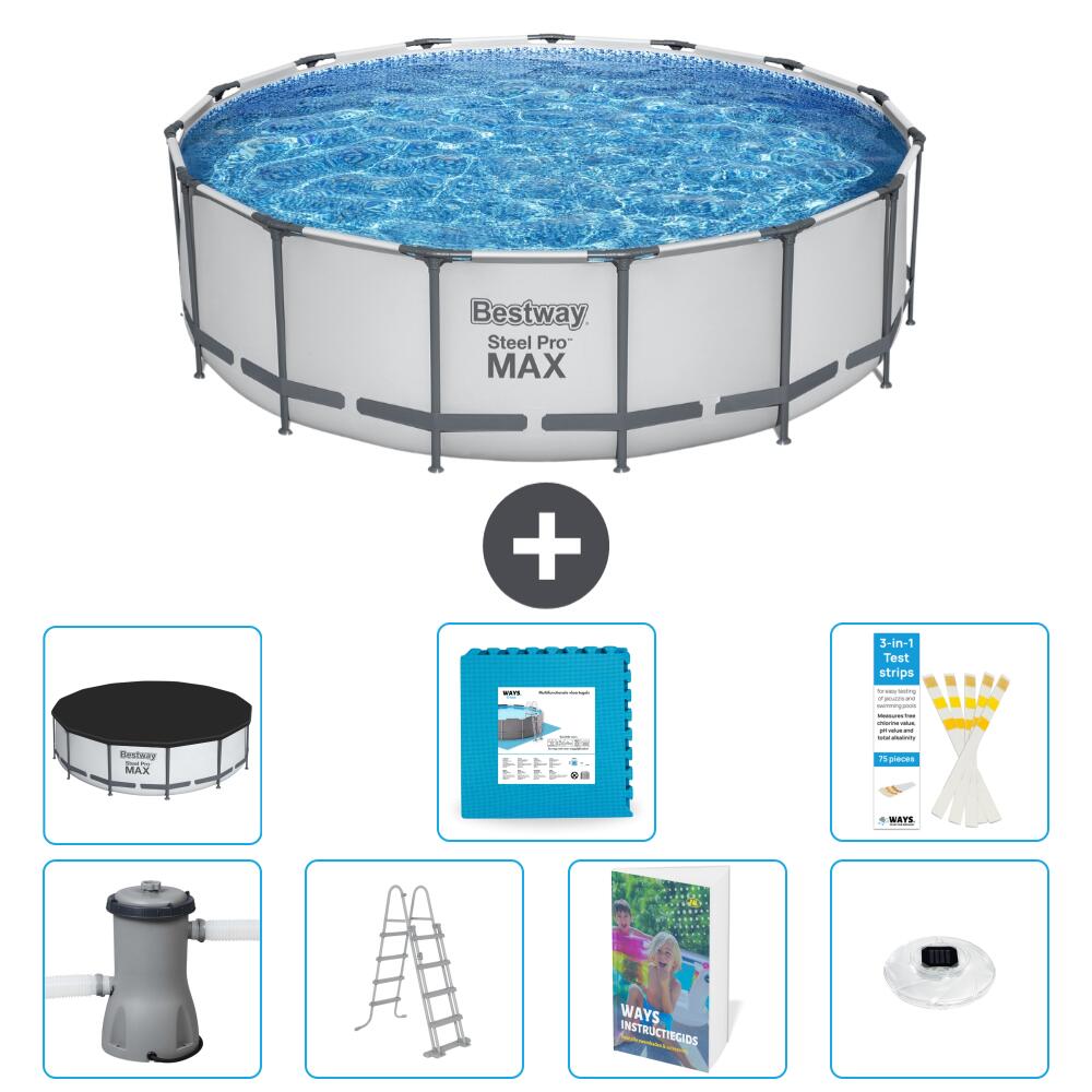 BESTWAY Basen Steel Pro MAX Okrągły - 488x122 cm - 8-częściowy S674