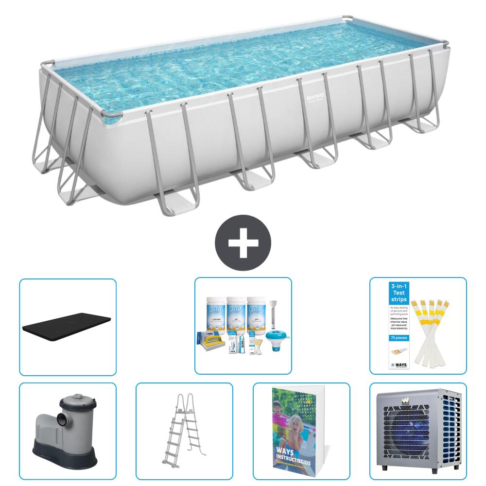 BESTWAY Basen Power Steel Prostokątny - 640x274x132 cm - 8-częściowy S612