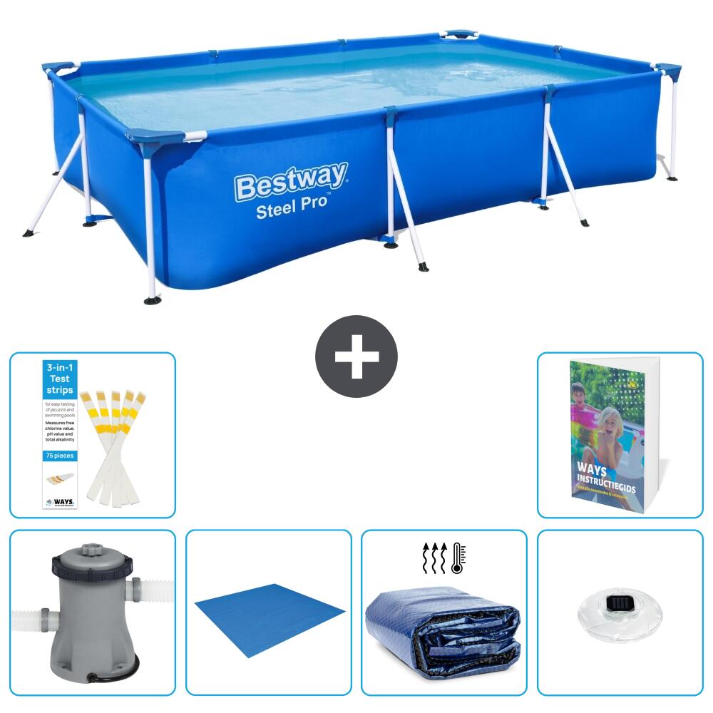 BESTWAY Basen Steel Pro Prostokątny - 300x201x66 cm - 7-częściowy S272