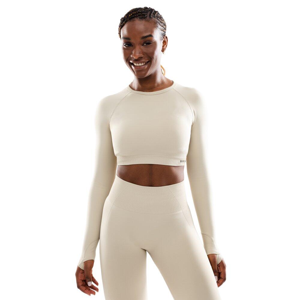 Damska bezszwowa sportowa koszulka crop top z długim rękawem Fitness Siroko Vi