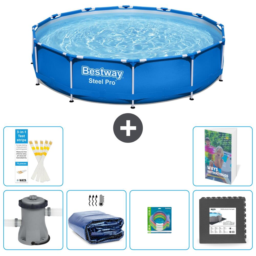 BESTWAY Basen Steel Pro Okrągły - 366x76 cm - 7-częściowy S177