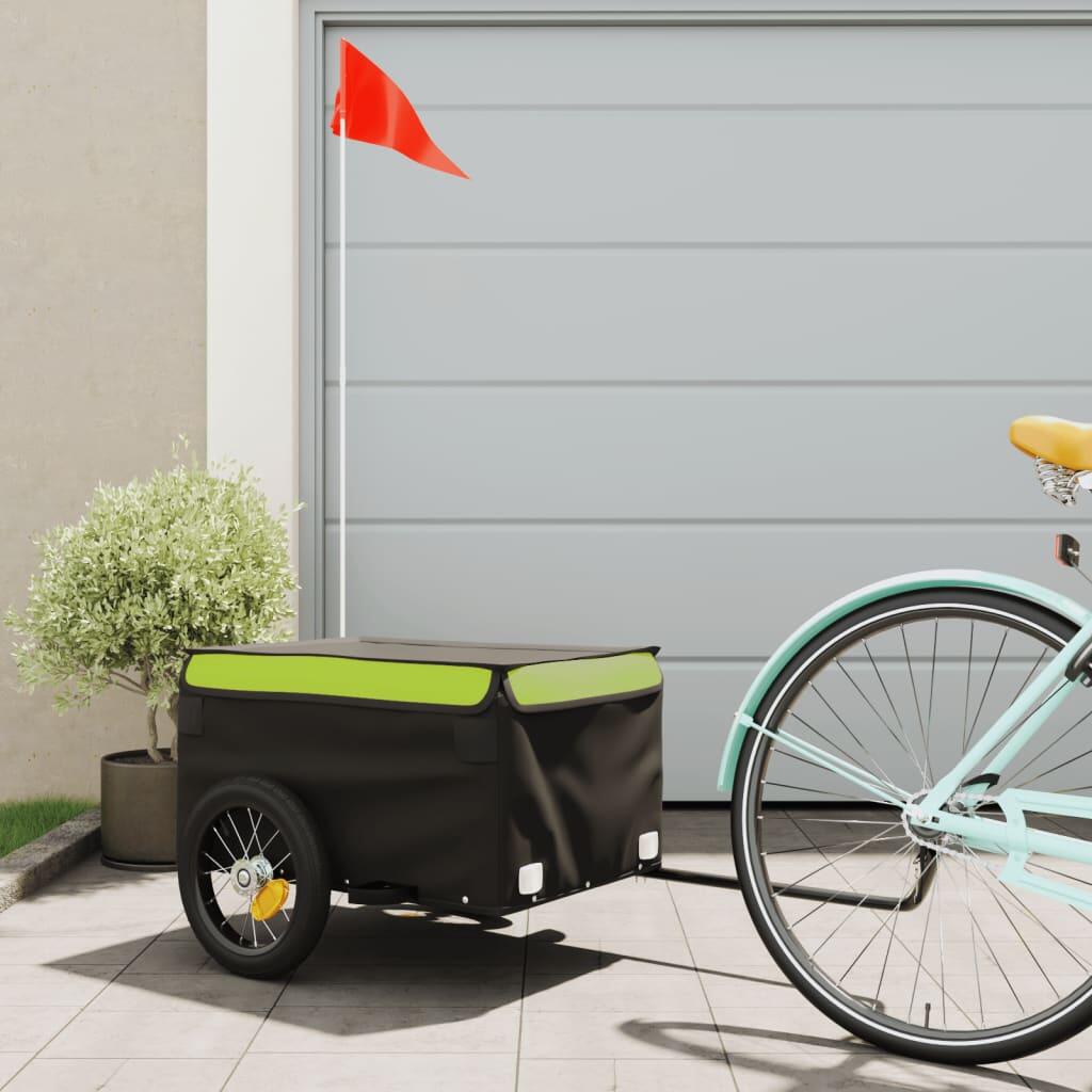 VidaXL przyczepka rowerowa 30 kg żelazo czarno-zielona