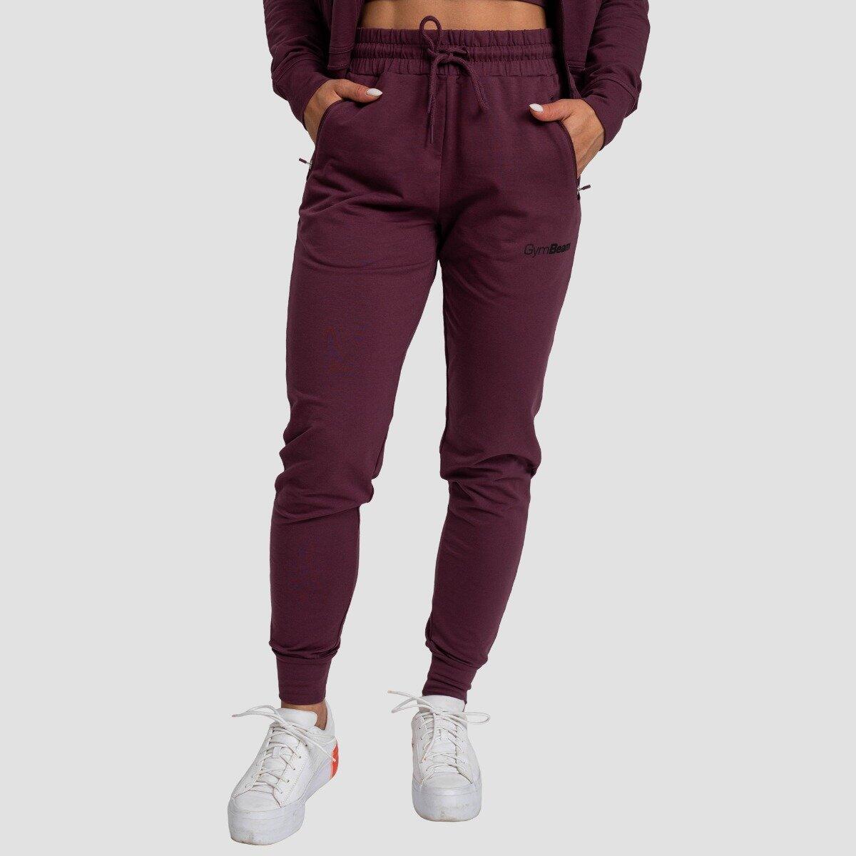 Joggery damskie fitness regular ze sznurkiem bakłażanowe TRN
