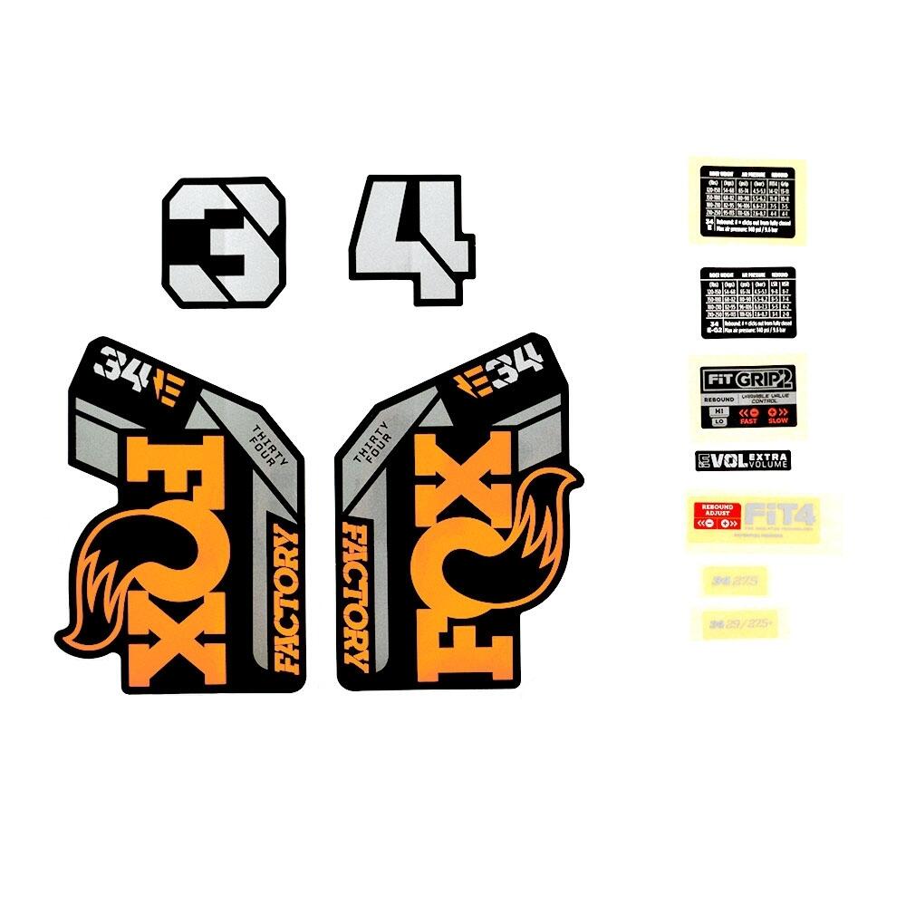 Zestaw naklejek transferowych Fox 2021, 34, E-Bike+, F-S, Logo, Fork