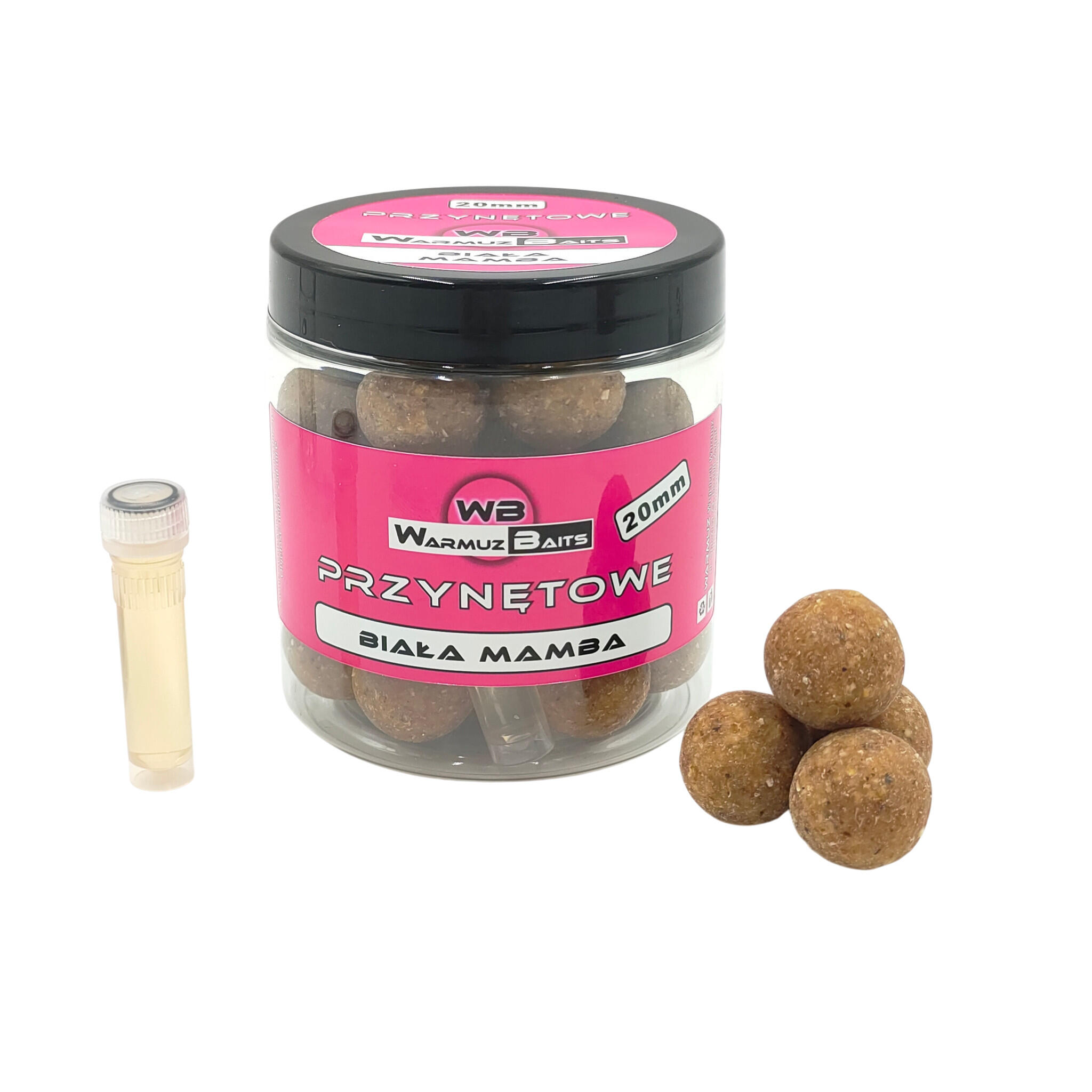 Kulki przynętowe 20mm + dopalacz Warmuz Baits 250ml BIAŁA MAMBA