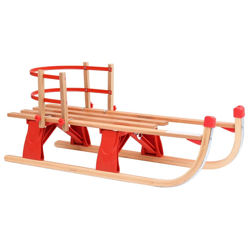 VidaXL Składane sanki drewniane z oparciem 119 cm