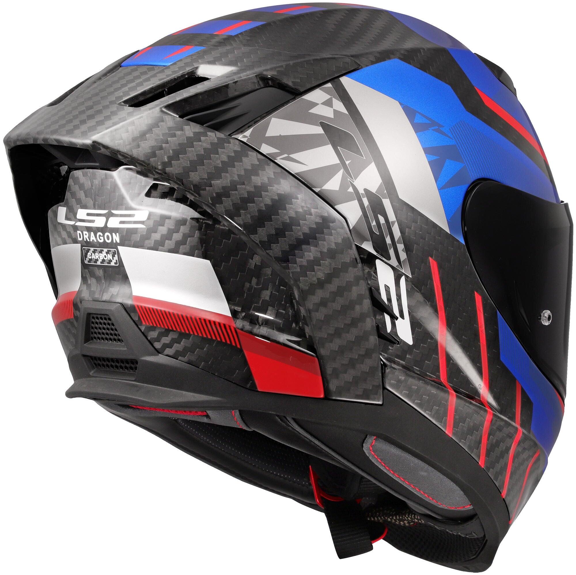 Kask integralny LS2 FF807 Dragon Trax karbon XL niebiesko-czerwony