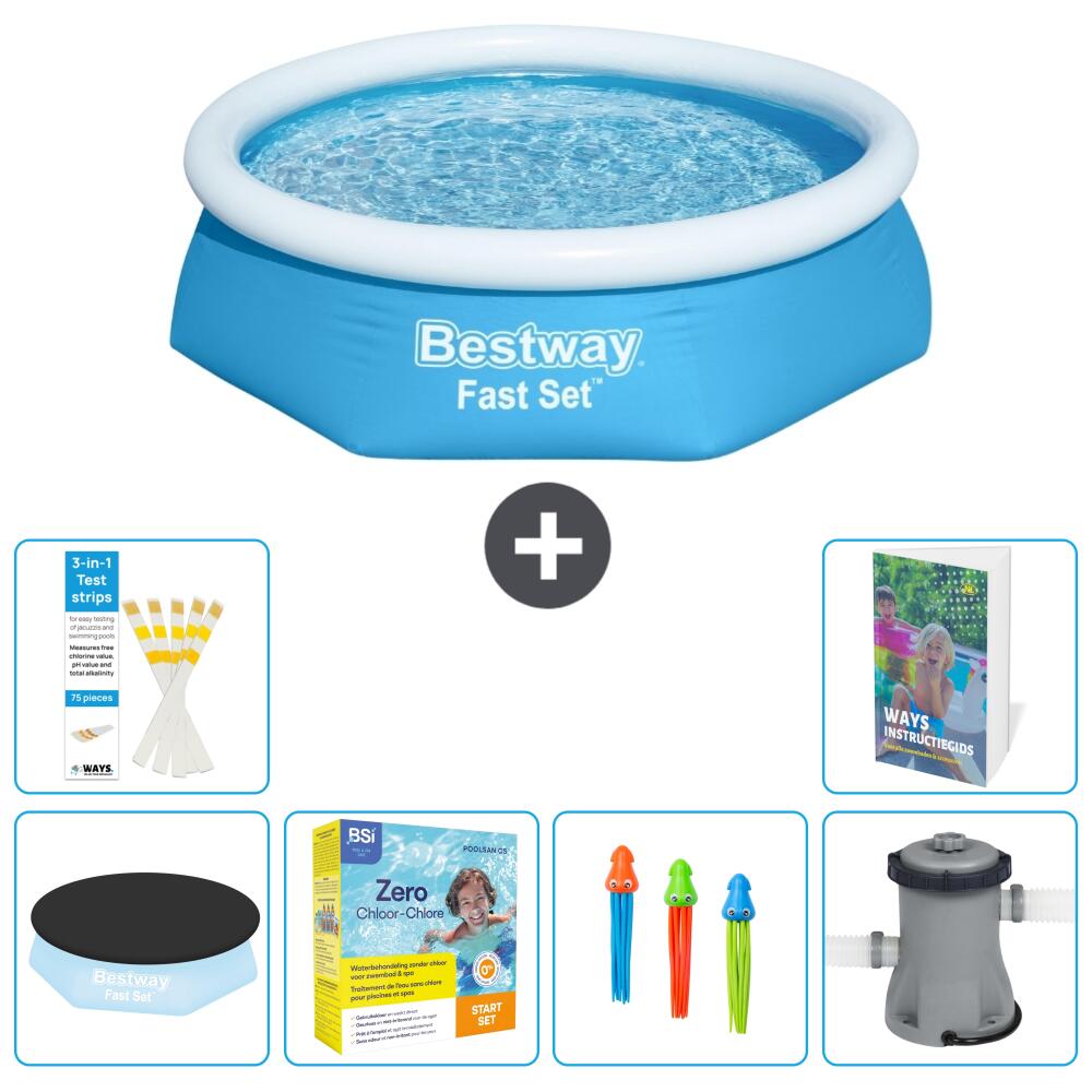 BESTWAY Basen Fast Set Okrągły - 244x61 cm - 7-częściowy S57