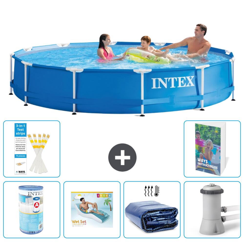 INTEX Basen ze stelażem Okrągły - 366x76 cm - 7-częściowy S173