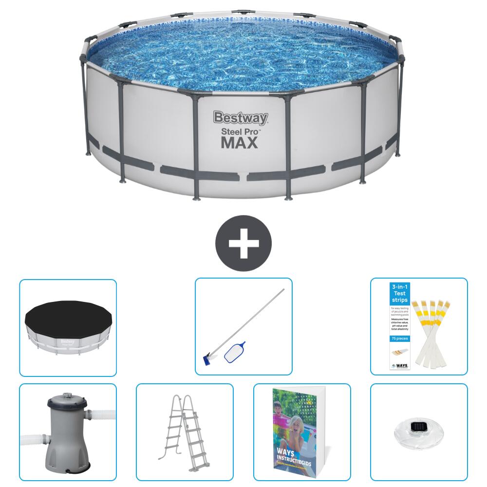BESTWAY Basen Steel Pro MAX Okrągły - 427x84 cm - 8-częściowy S595