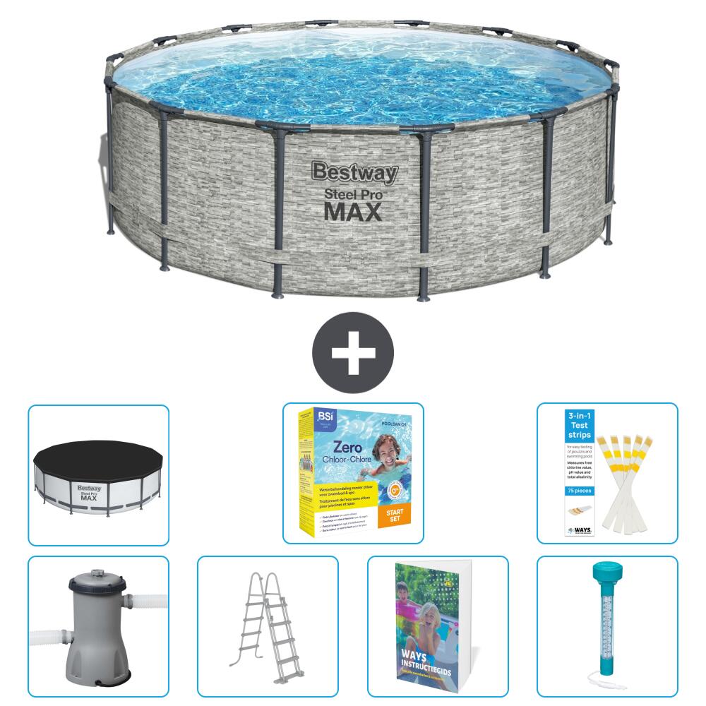 BESTWAY Basen Steel Pro MAX Okrągły - 427x122 cm - 8-częściowy S532