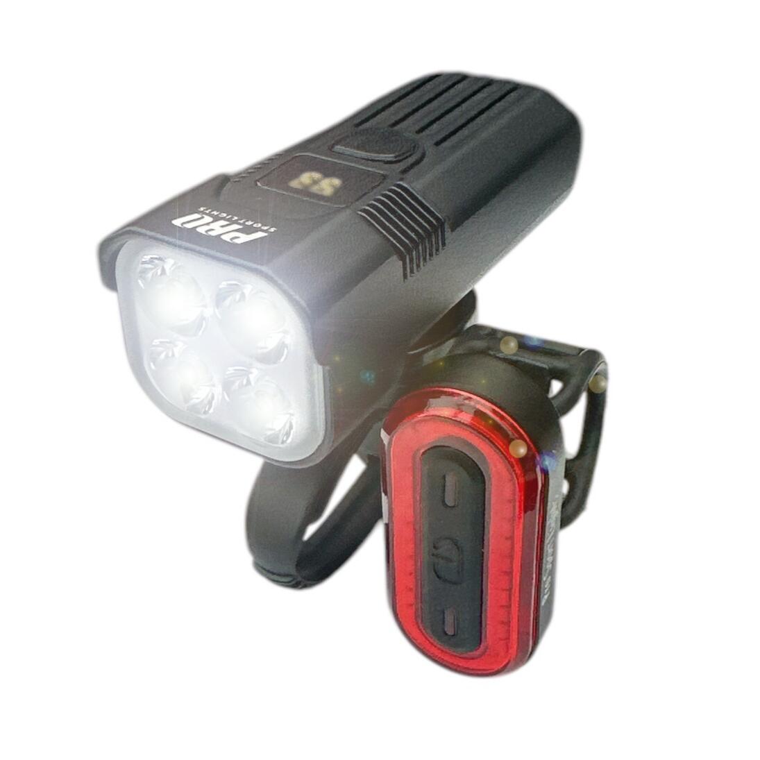 Oświetlenie rowerowe USB, ładowalne, 1100 lumenów przód i 100 lumenów tył