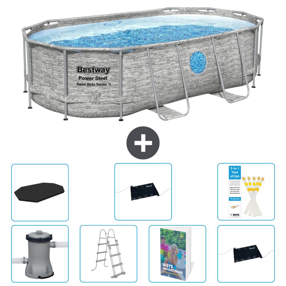 BESTWAY Basen Power Steel Owalny - 427x250x100 cm - 8-częściowy S562