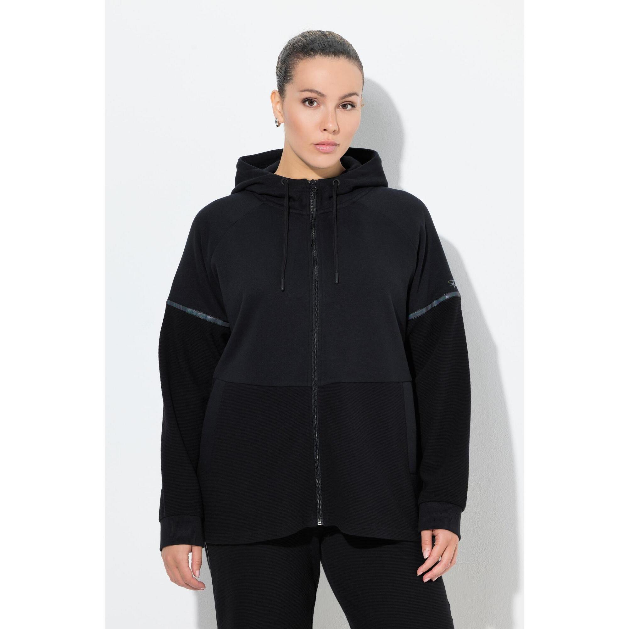 Damskie Bluza odblaskowe paski kaptur w połowie z eleganckiego weluru ottoman