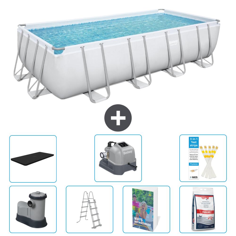 BESTWAY Basen Power Steel Prostokątny - 549x274x122 cm - 8-częściowy S649
