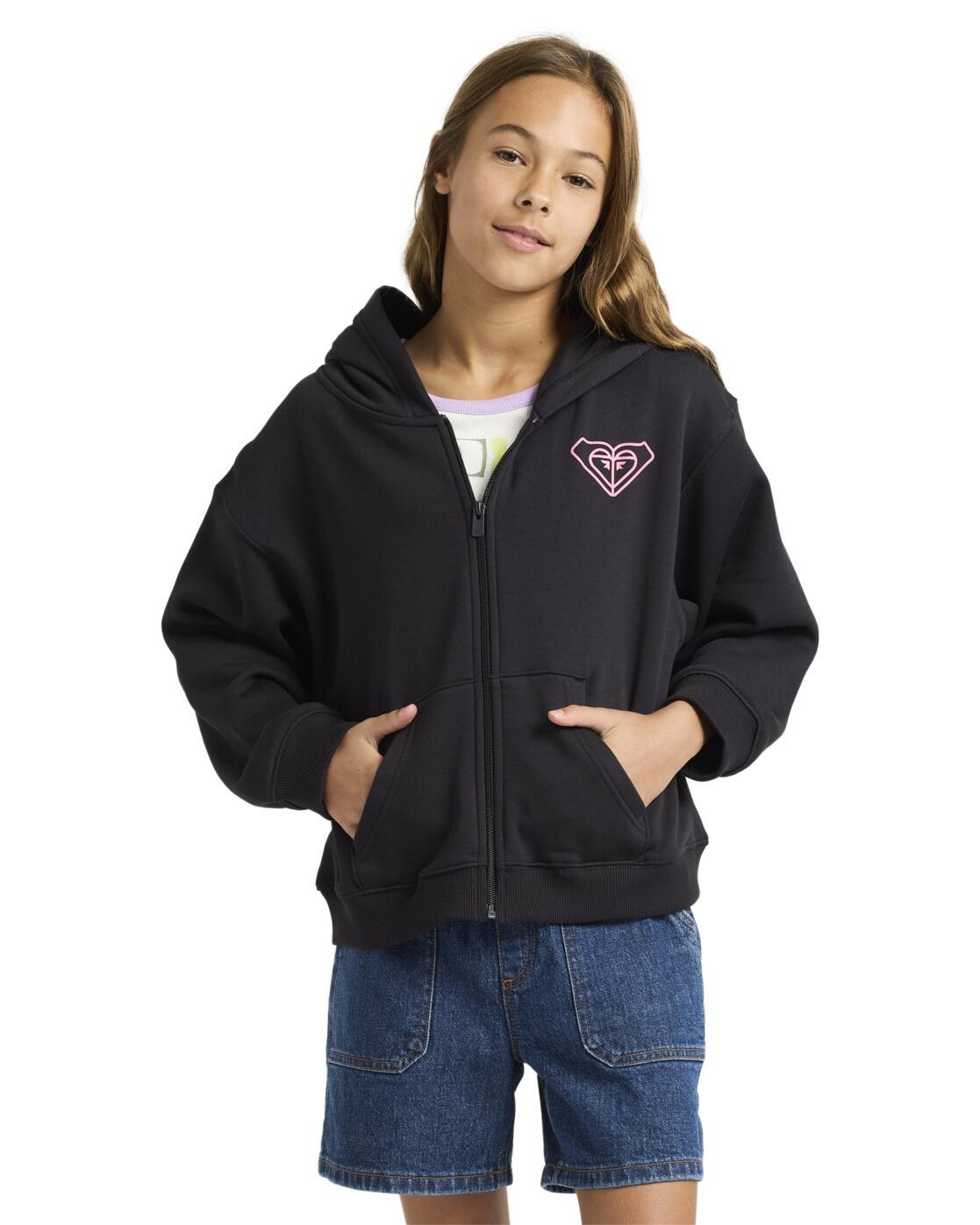 Bluza na zamek dla Dziewczynki MIDNIGHT HIKE BRUSHED Czarny