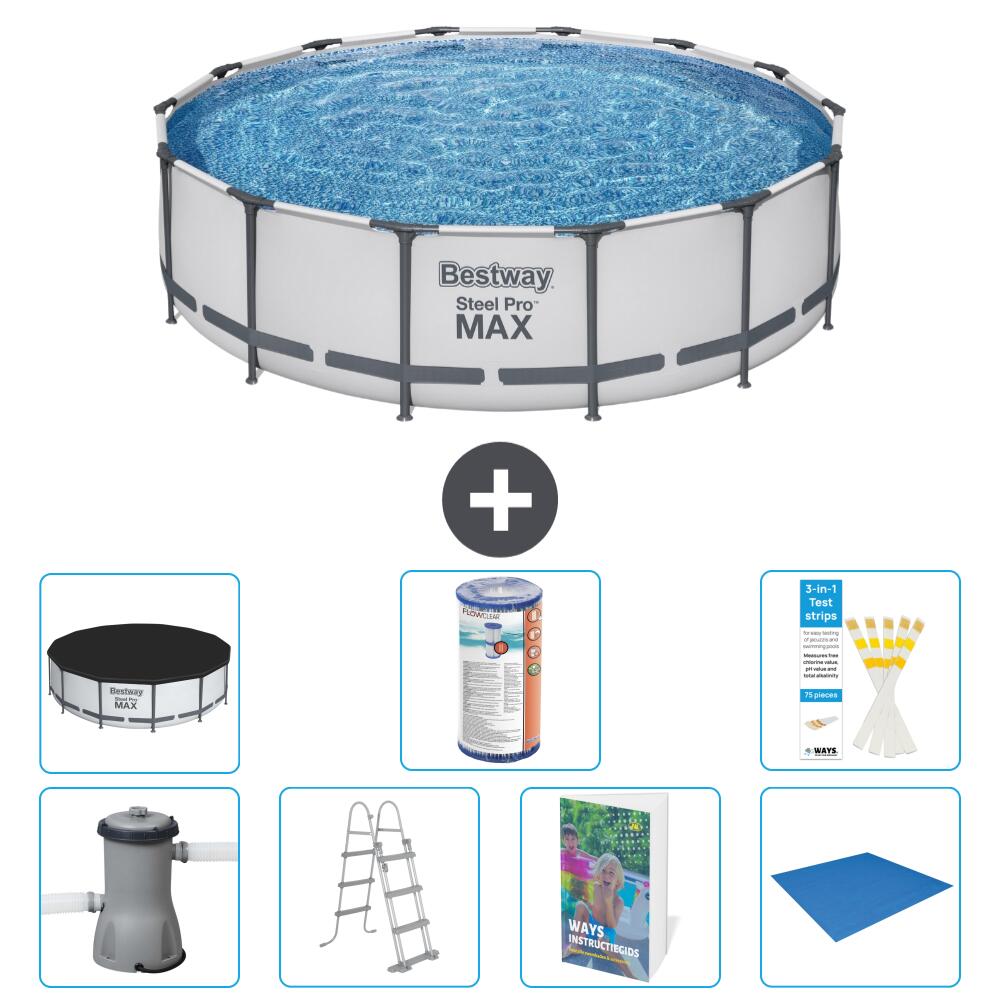 BESTWAY Basen Steel Pro MAX Okrągły - 427x122 cm - 8-częściowy S594