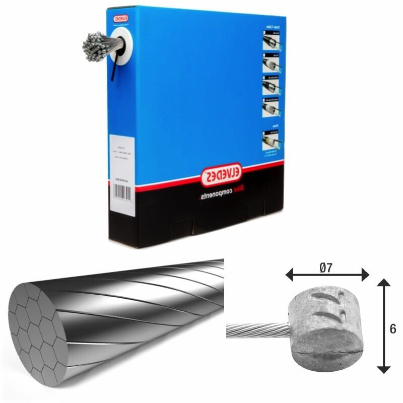 Kable hamulcowe 1x9 stal nierdzewna Slick Ø1 5mm głowica T Ø7x6 Elvedes (x100)