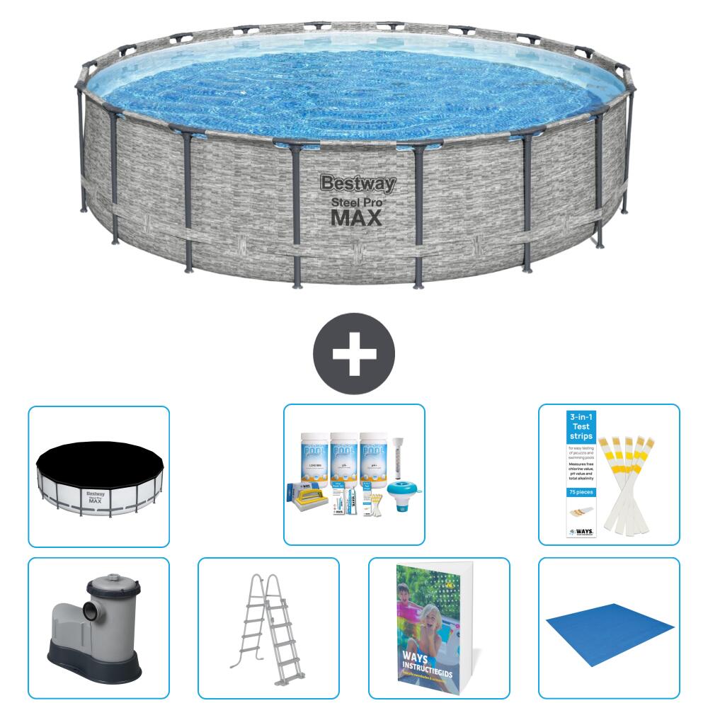 BESTWAY Basen Steel Pro MAX Okrągły - 549x122 cm - 8-częściowy S599