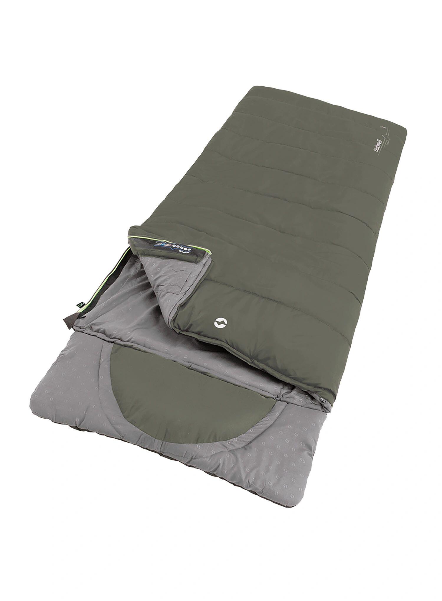 Śpiwór Outwell Contour Dark Olive z poduszką zamek prawy