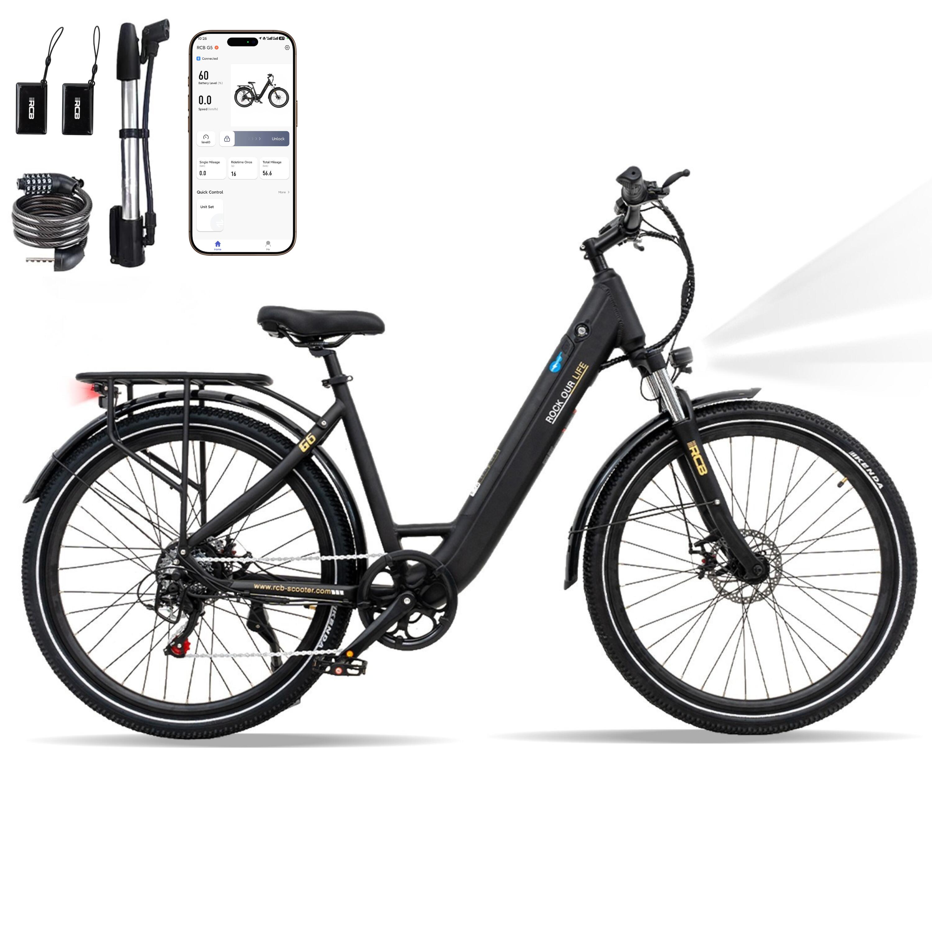 Rower elektryczny dla Dorosłych 27,5 E-Bike, APP NFC, RCB-G6