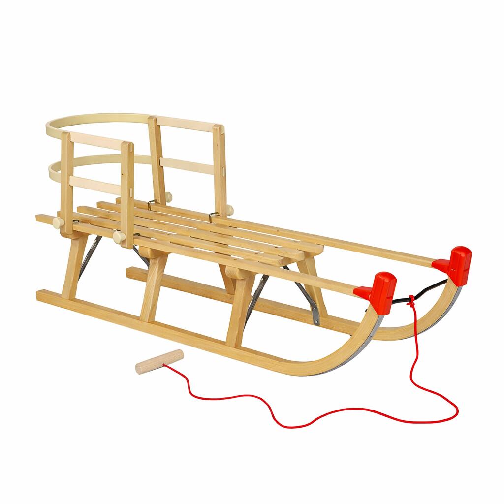 Zestaw sanki drewniane AD324/3M 120 cm + AD303 oparcie beżowe + AD300 sznurek