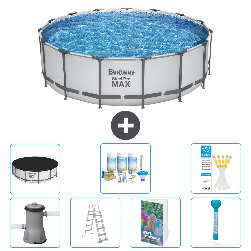 BESTWAY Basen Steel Pro MAX Okrągły - 488x122 cm - 8-częściowy S574