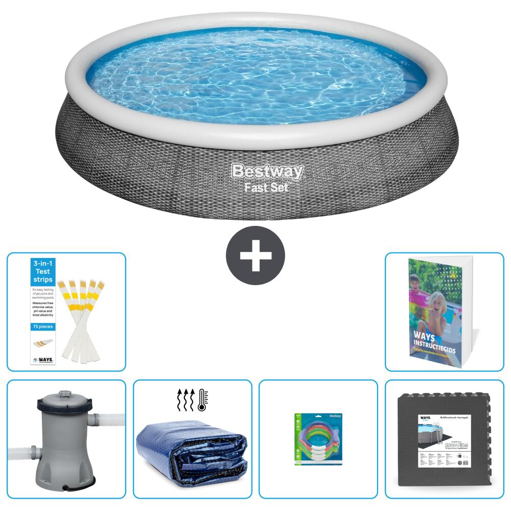 BESTWAY Basen Fast Set Okrągły - 396x84 cm - 7-częściowy S177